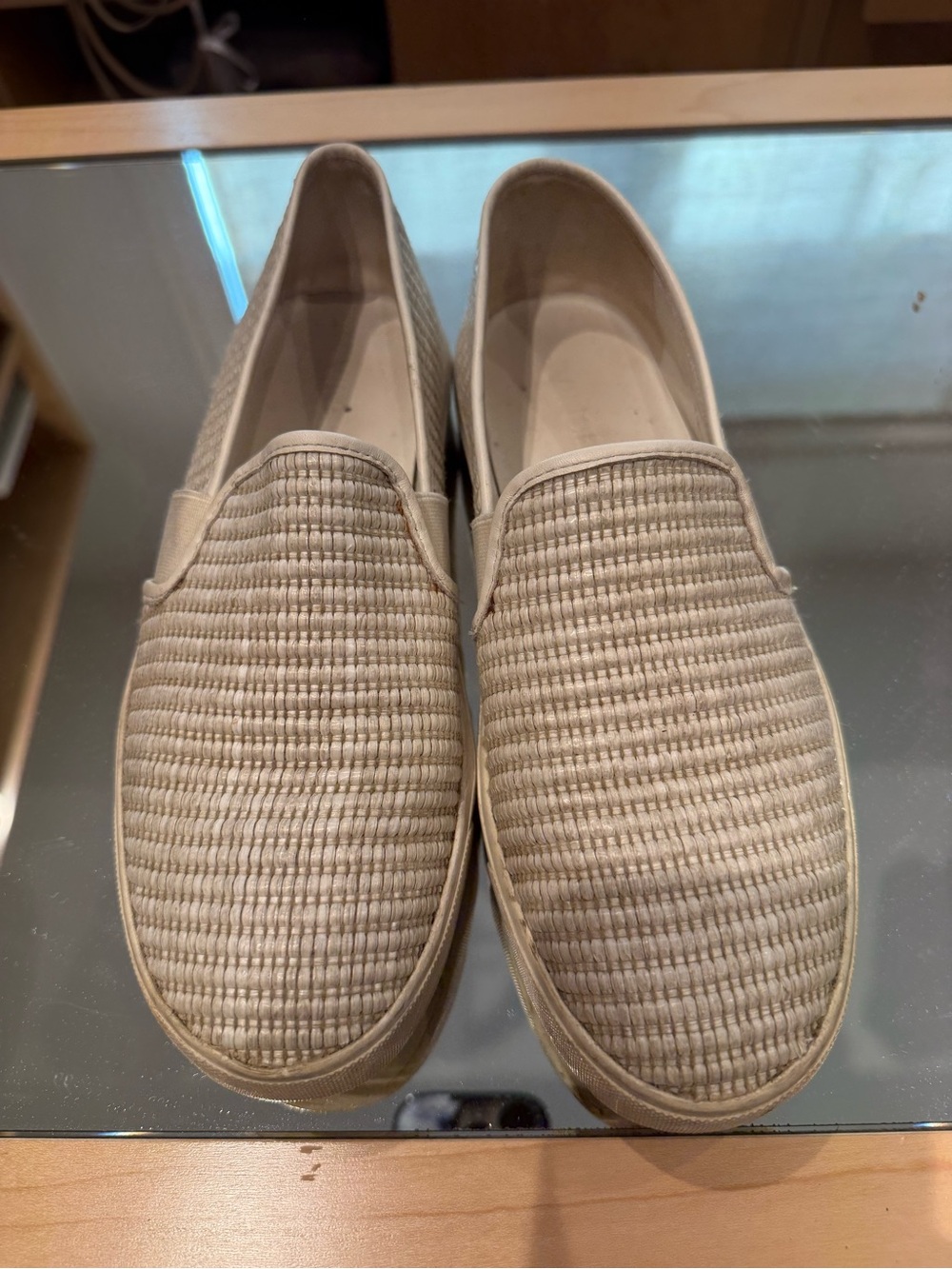 Vince Women's Woven Slip-On Sneakers in Light Beige